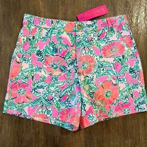 NWT Lilly Pulitzer 5" Gretchen High Rise Short, Soleil Pink Perfect Poppy Size 6